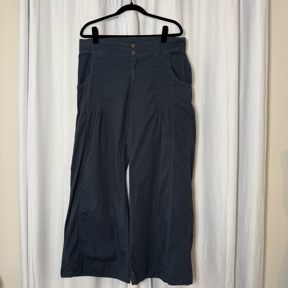 XCVI Rebecca Wide Leg Pants Cotton Stretch Navy Blue Womens Large - Picture 3 of 12